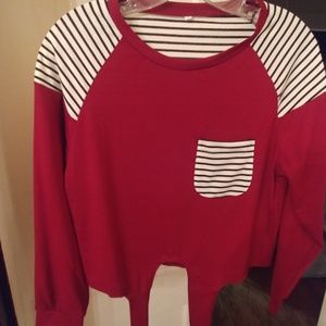 Cropped Tie-front Top